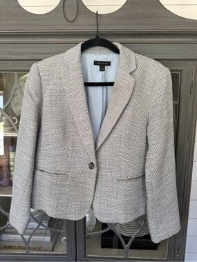 Ann Taylor Light Gray Textured Single-Button Blazer
